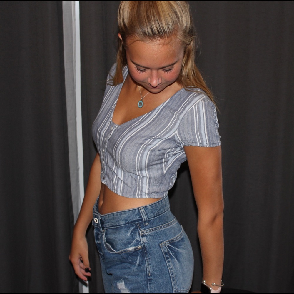 Hollister Button Front Crop Top
